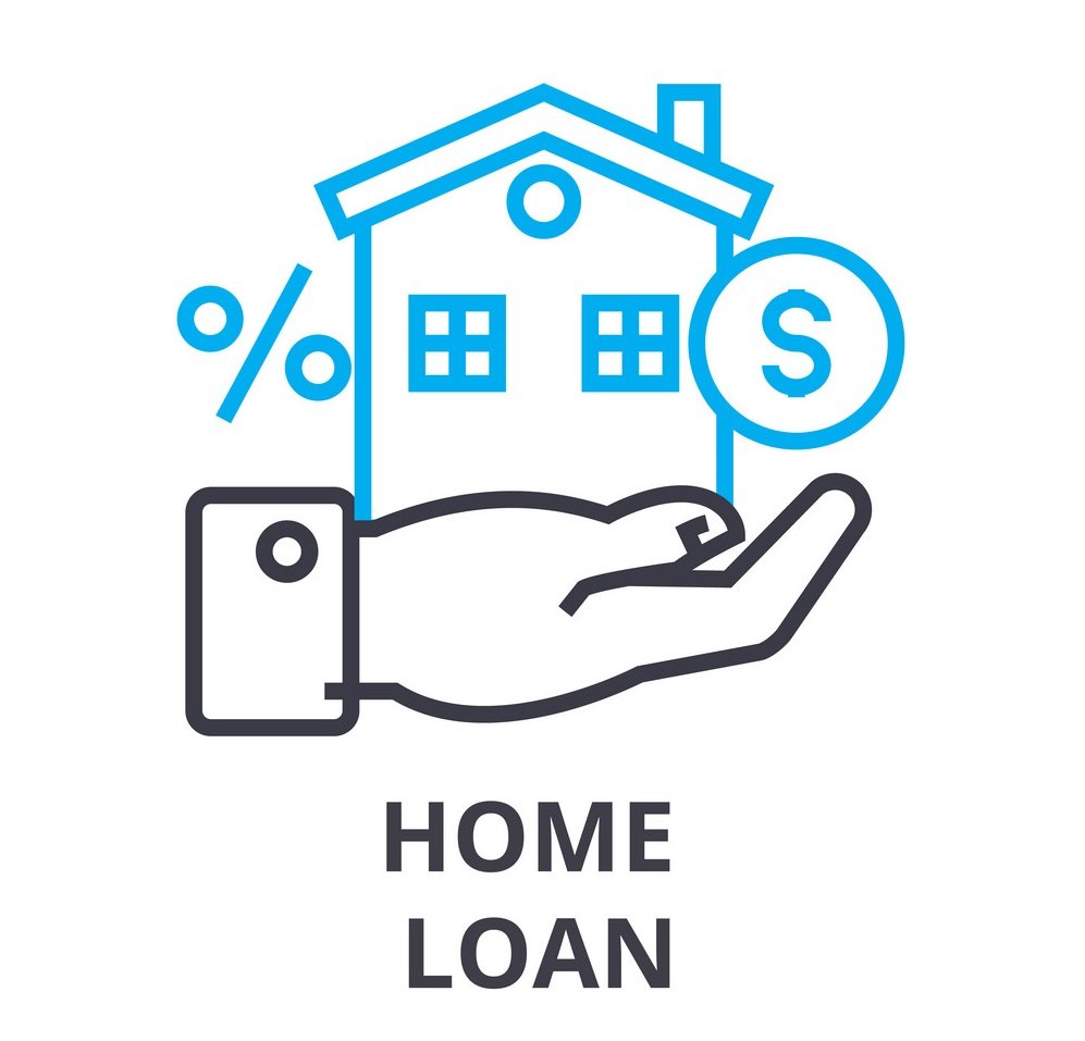 home loan thin line icon, sign, symbol, illustation, linear concept, vector